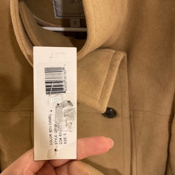 NWT Larry Levine Double-Breasted Babydoll Swing Coat Carmel small - Picture 6 of 15